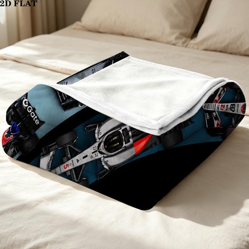 F1-Autos Motiv Flanelldecke, Hohe Qualität, Bequem für alle Jahreszeiten, Heimdekoration, Wärme und Komfort, Perfekt für Weihnachtsgeschenke
