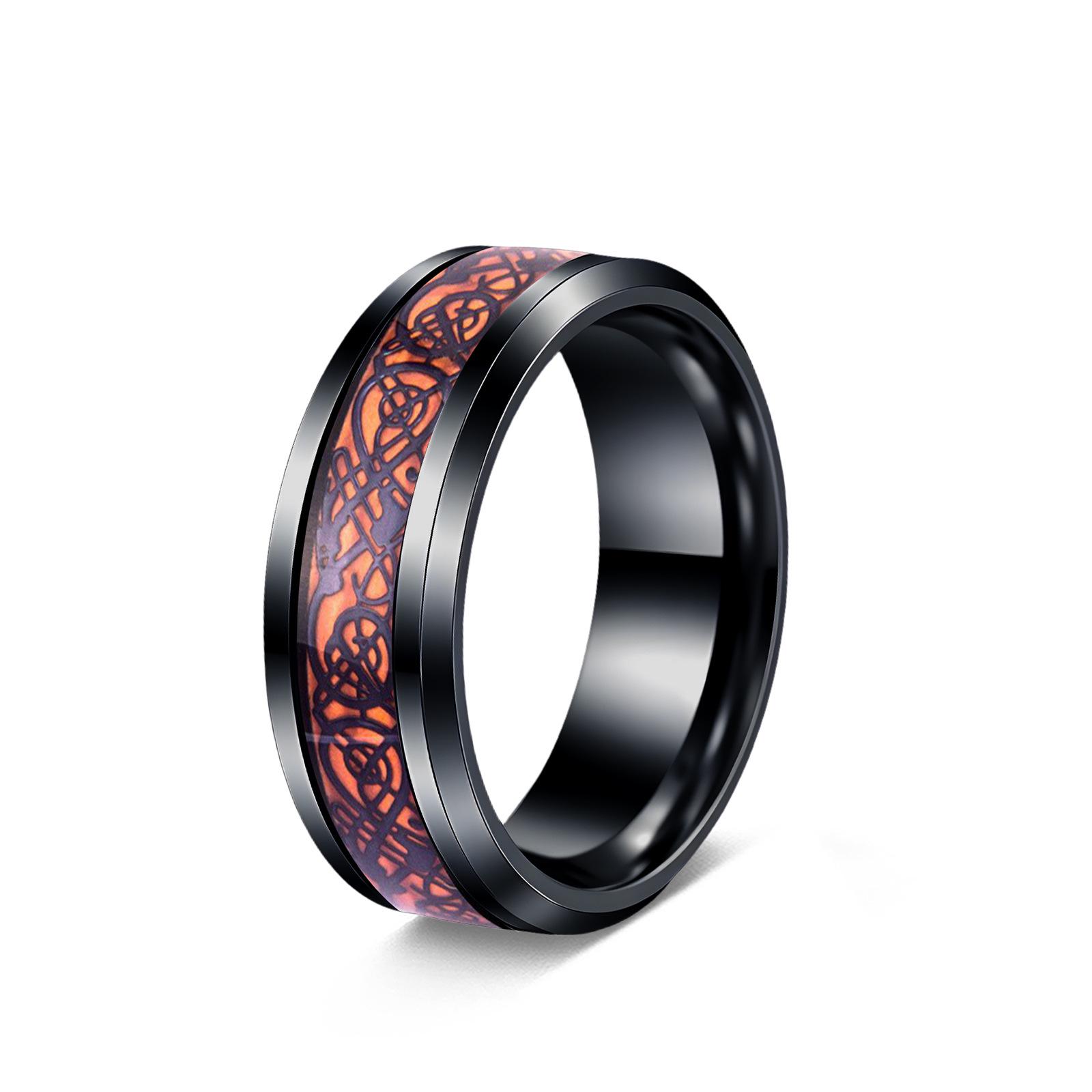 12-teiliges 8mm Edelstahl Keltisches Drachenring-Set für Männer und Frauen 9