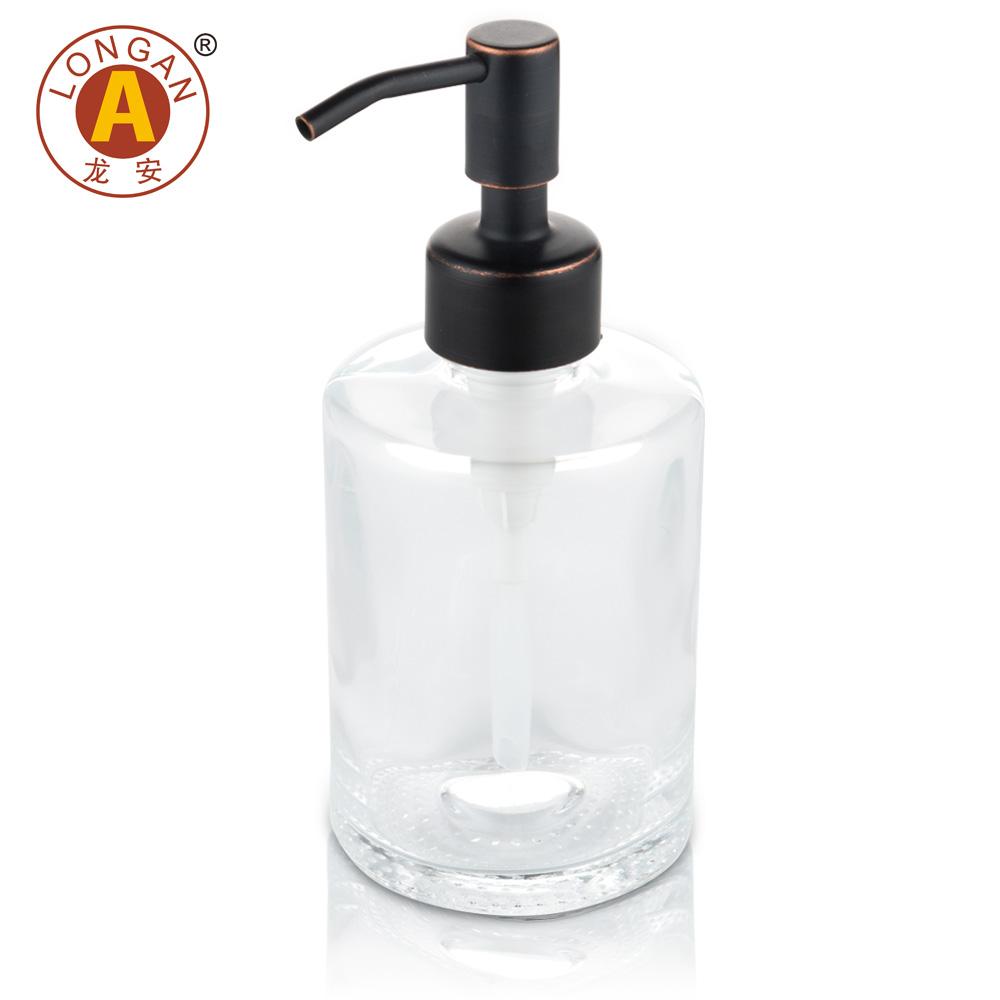 Longan 8oz 16oz Boston Round Glass Lotion Bottle With Stainless Steel Soap Dispenser Lotion Pump