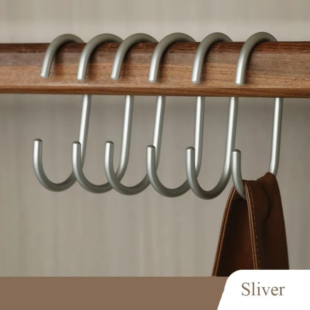 5pcs Aluminium Alloy Clasp Holder Hooks Multifunction Clothes Bag Hanger  Closet Organizer