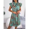 Spring and Summer Temperament Flower Tie Waist Large Swing Pleated Skirt Ladies Fashion Dress Loose Medium Long Skirt