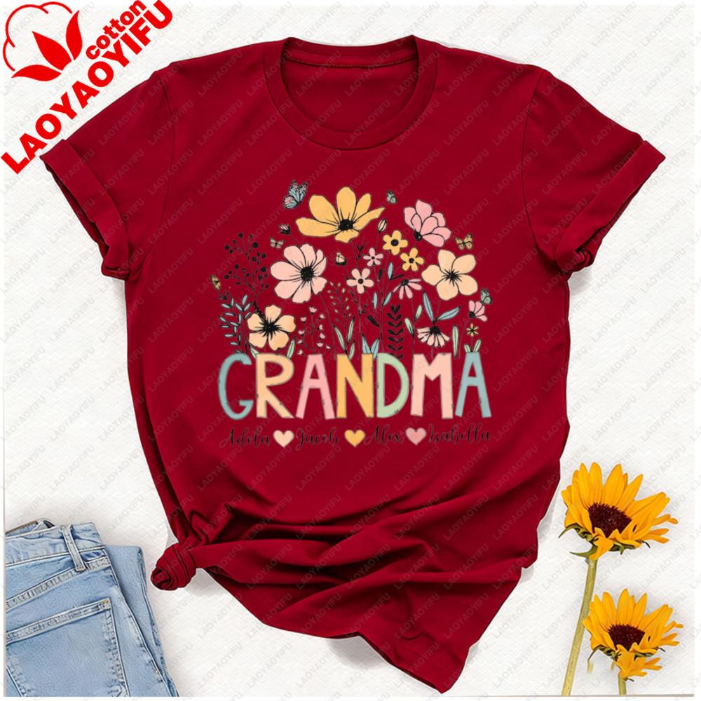 Personalized Wildflower Grandma Shirt Custom Floral Mama Sweatshirt Nana Gigi Grandma Floral Shirt Mothers Day Gift for Grandma