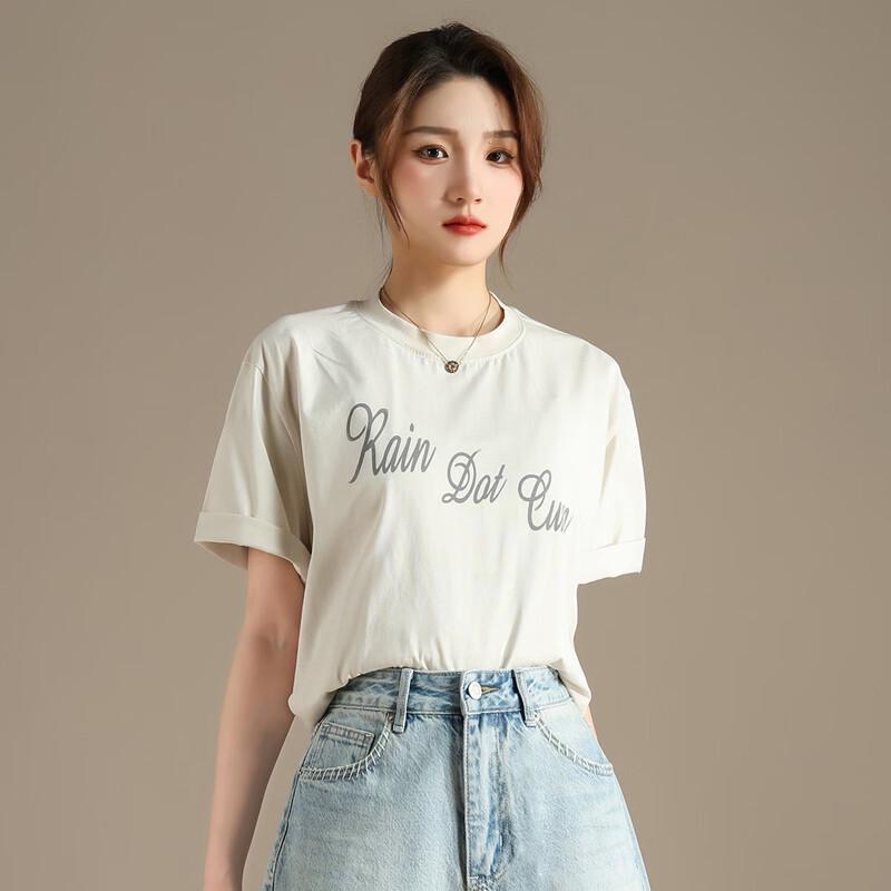 RAIN.CUN Women s Printed Short Sleeve Cotton T-Shirt M