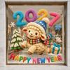 2027 New Year Window Stickers Cute Crochet Sheep Pattern Removable Self Adhesive For Home Shop Holiday Window Decoration