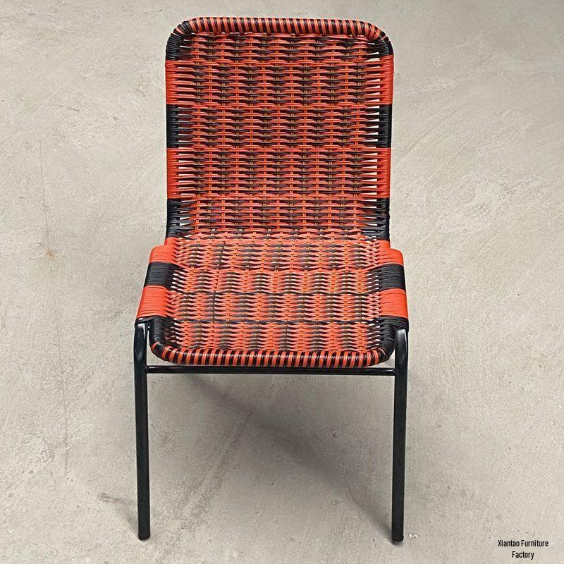 Compact Rattan Outdoor Chair with Reinforced Backrest