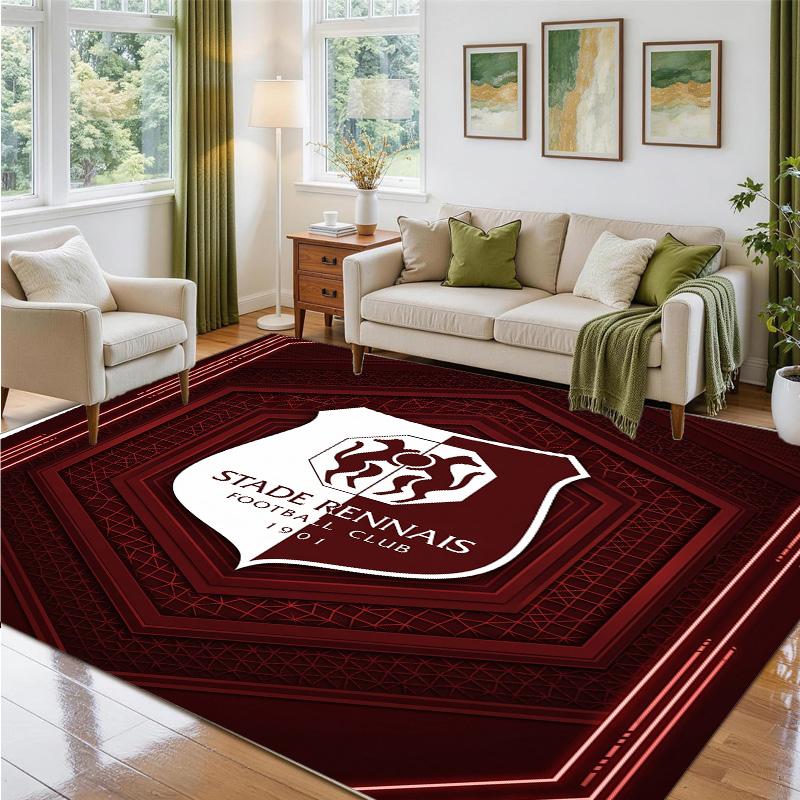 Stade Rennais FC Design Crystal Velvet Rug Soft Decorative Mat for Bedroom Entrance