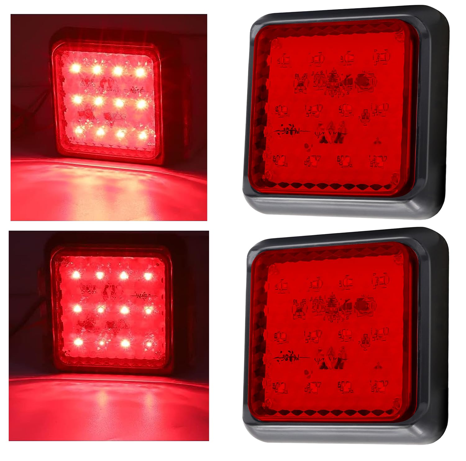 

Xuzimaoyi Tail Lights for Compatible with No Pack of 2 Trucks, 12V-24V Compatible, Square, Red, Trucks, Trailers, Tractors, Snowplows, Boats, Buses,