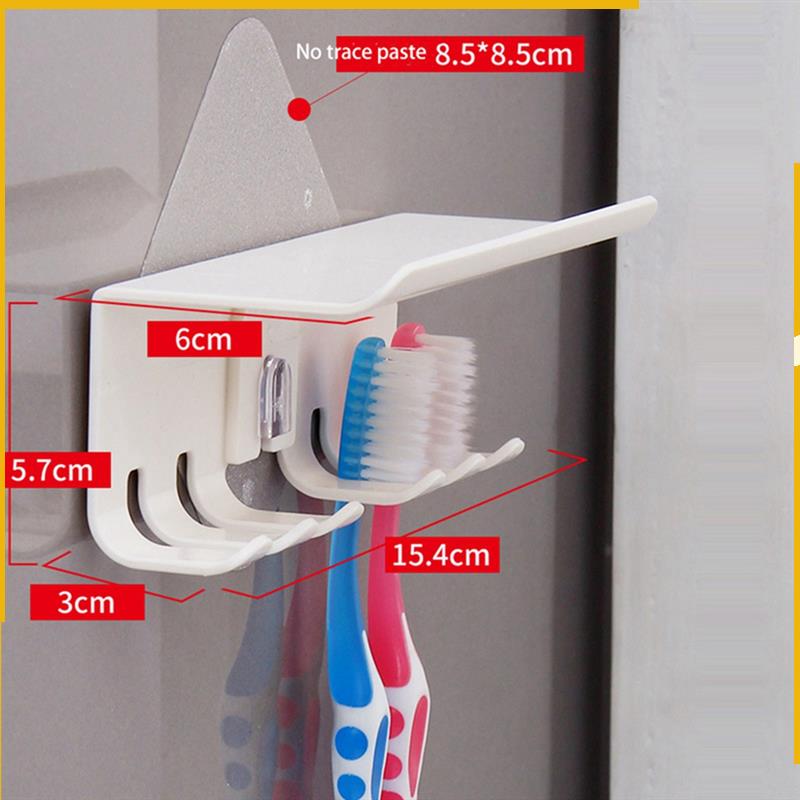 Toothbrush Holder Wall Mount Magic Sticker Bathroom Family Tooth Brush Set Wall Stand Toothpaste Placed Holder