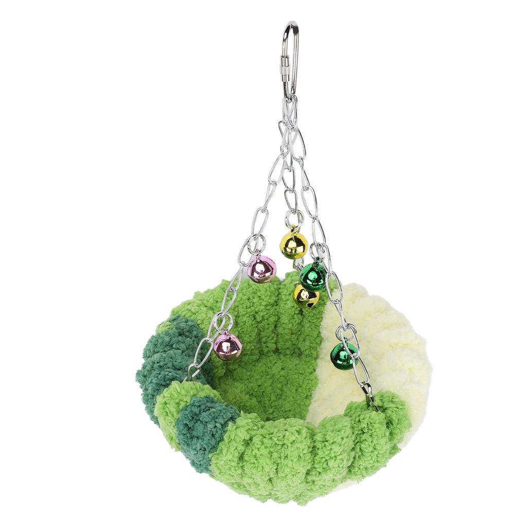 Bird Nest Bed Hanging Swing Soft Plush Warm Comfortable Parrot Breeding Nest Bed with Bell Pendant for Home Indoor