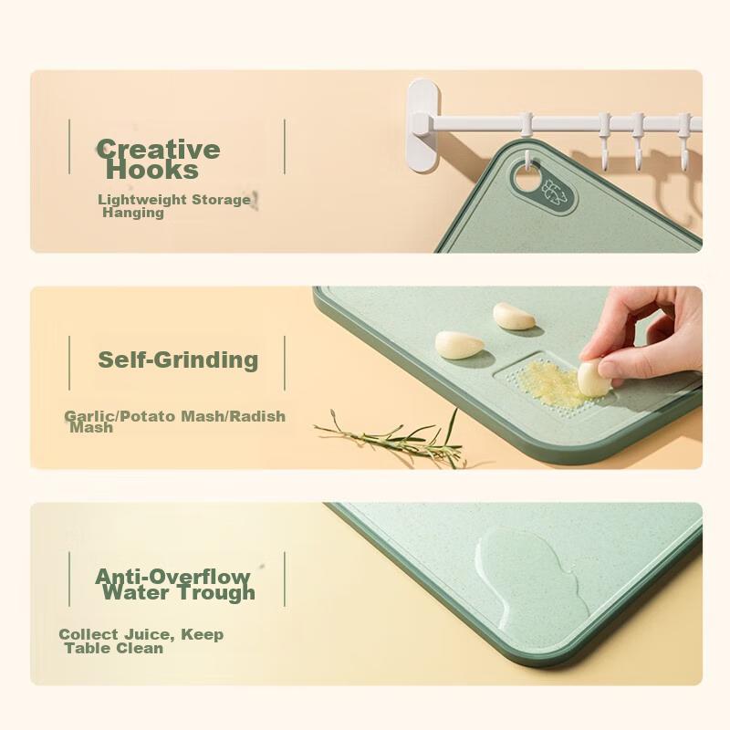 Mold-Resistant Cutting Board, Fruit And Baby Food Board, Double-Sided Chopping Board for Home Use, Sticky Plastic Cutting Block, 40*28*1