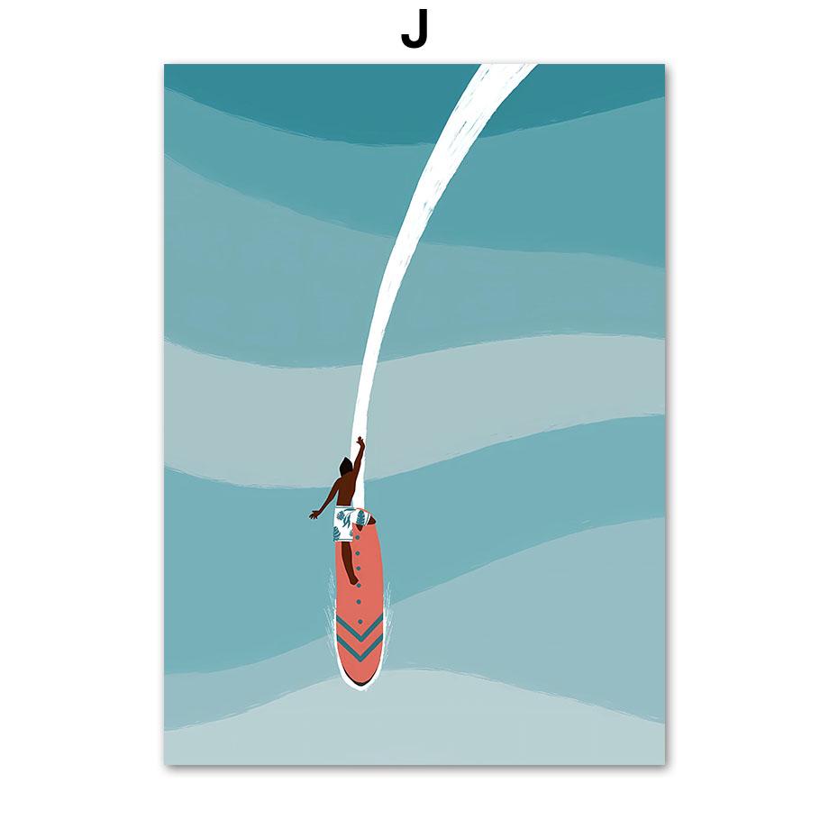 Abstract Minimalist Sea Beach Surfboard Mountain Posters And Prints Wall Art Canvas Painting Wall Pictures For Living Room Decor