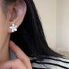 Romantic Pearl Flower Stud Piercing Earrings For Women Trendy French Fashion New Jewelry Accessories Gift Party Wedding