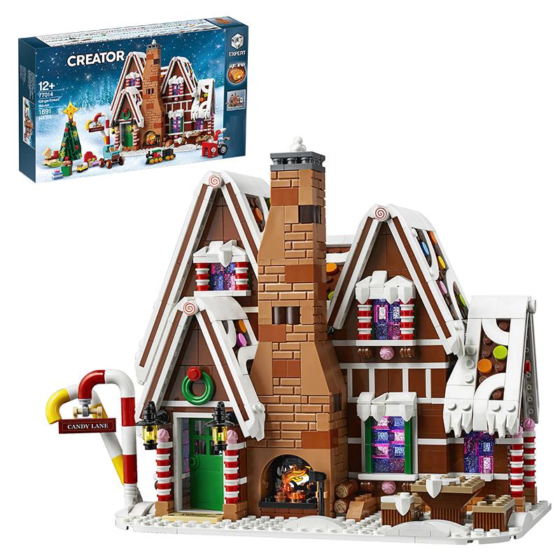 Kreatives Mini-Weihnachts-Lebkuchenmann-Haus, Bausteine, Hüttenmodell, Ziegelsteinspielzeug, Weihnachtsgeschenke für Kinder, Mädchen, Jungen, Erwachsene