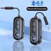 2 In 1 Bluetooth 6.0 Receiver Transmitter 3.5mm AUX Jack Airplane Dongle Wireless Audio Adapter with Mic for Car Airplane TV PC Headphone