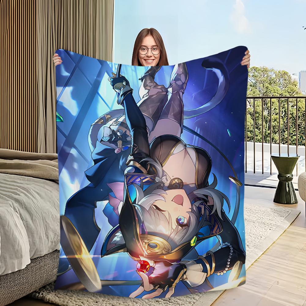 Cipher Honkai Star Rail Game Blanket Blanket for Couch Sofa Travel Home Hiking Picni Bed Beding Flannel Blanket Birthday Gift