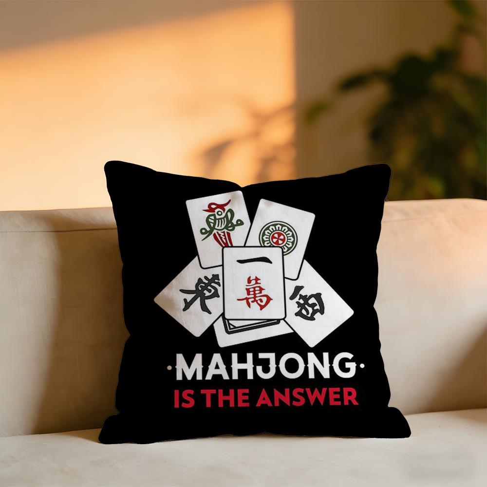 Mahjong Cushion Cover Cozy Velvet Throw PillowSoft Warm Cushion For Sofa  Bed 30x30 cm