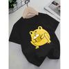 European sizes New Summer Short-Sleeve T-Shirt for Kids Featuring a Cute Cartoon Frog And Coconut Drink Design