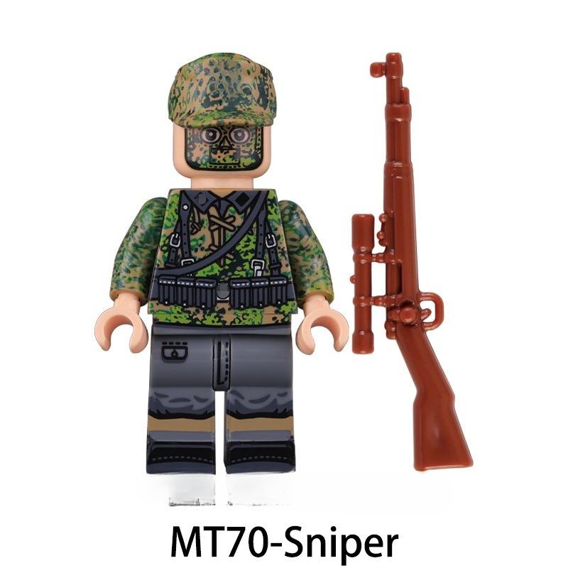 WW2 Army Camouflage Soldiers Building Blocks Military Engineer Officer Gunner Sniper Infantry Assistant Tool Bricks Toys