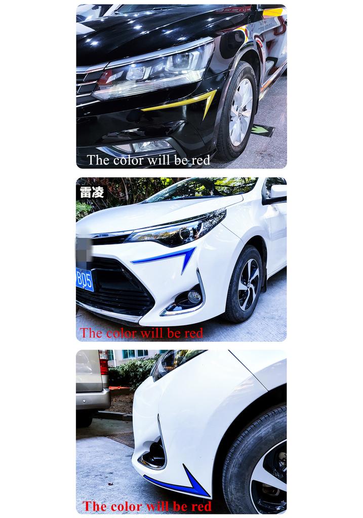 Pair Red Car Bumper Protector Stickers PVC Anti-Scratch Strips Stickers 40x19CM