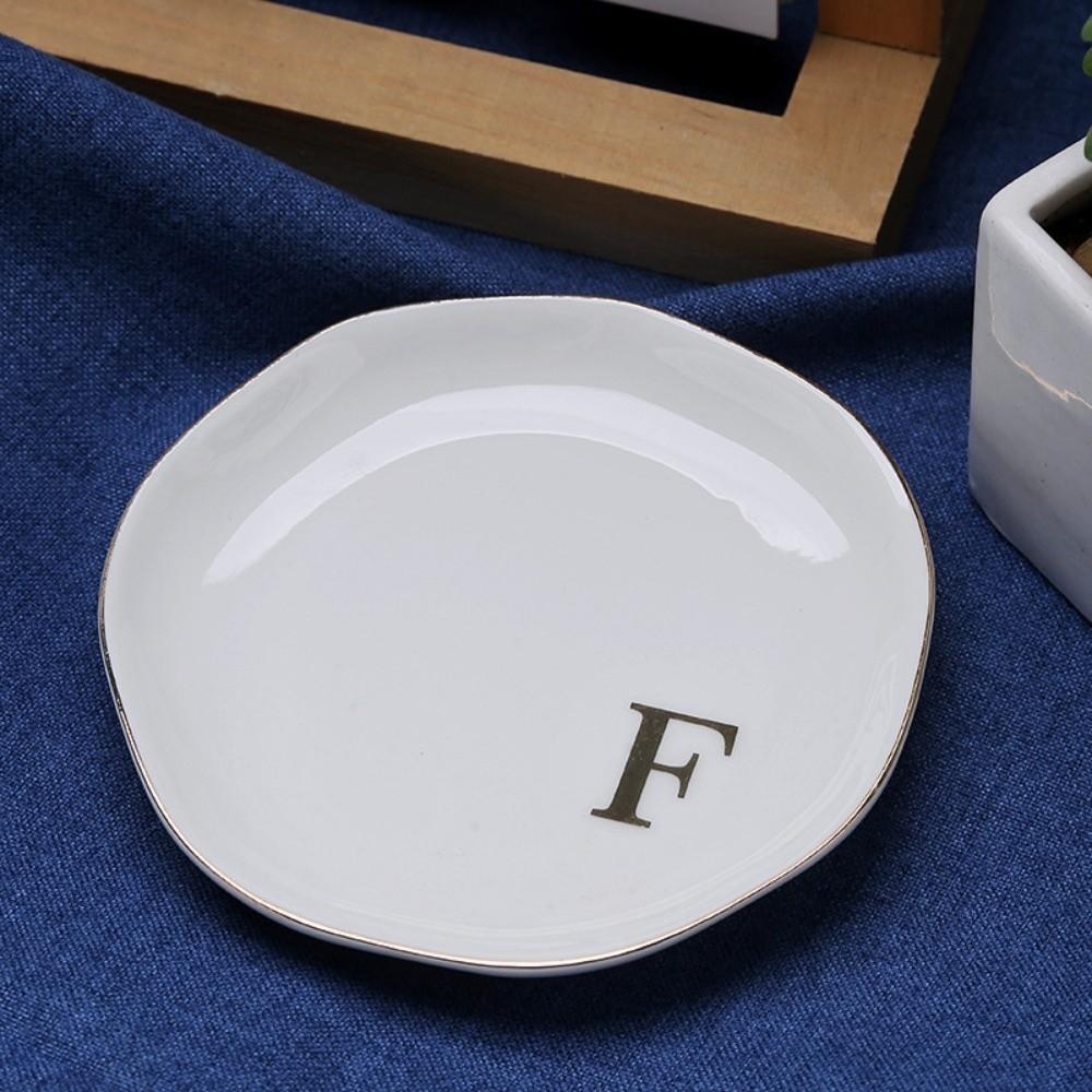 Gold Rim Monogram Letter Ring Dish A-Z Decorative Ring Holder Plate Blogger's Recommendation