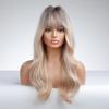 EASIHAIR Long Golden Blonde Ombre Wavy Synthetic Wigs for Women Cute Natural Hair Wigs with Bangs Heat Resistant Wigs Cosplay
