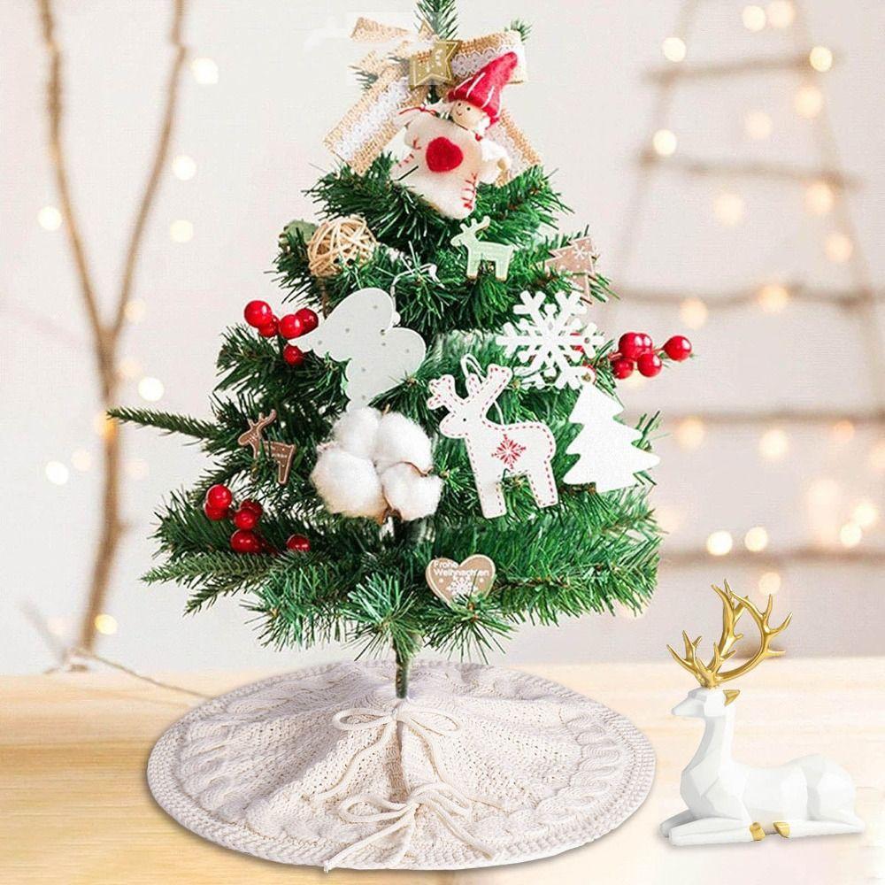 Red/White Christmas Tree Mat 18 in Christmas Tree Carpet Knitted Christmas Tree Skirt  Living Room