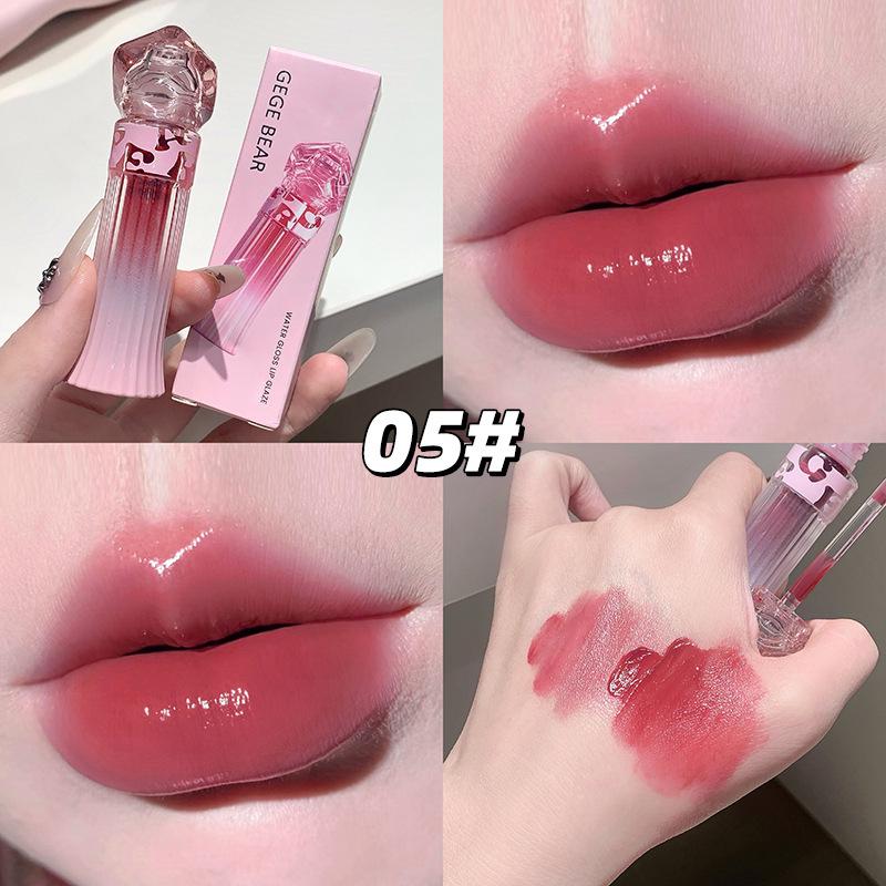 Gege Bear Очаровательный Розовый Сияющий Глосс для Губ - Натуральный Цвет, Зеркальный Блеск для Студентов