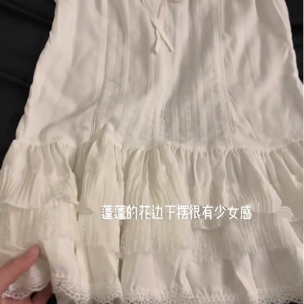 Gentle and Sweet White Lace Hem Vest Bottom Skirt Women's Korean Sleeveless Inner Suspender Shirt Top