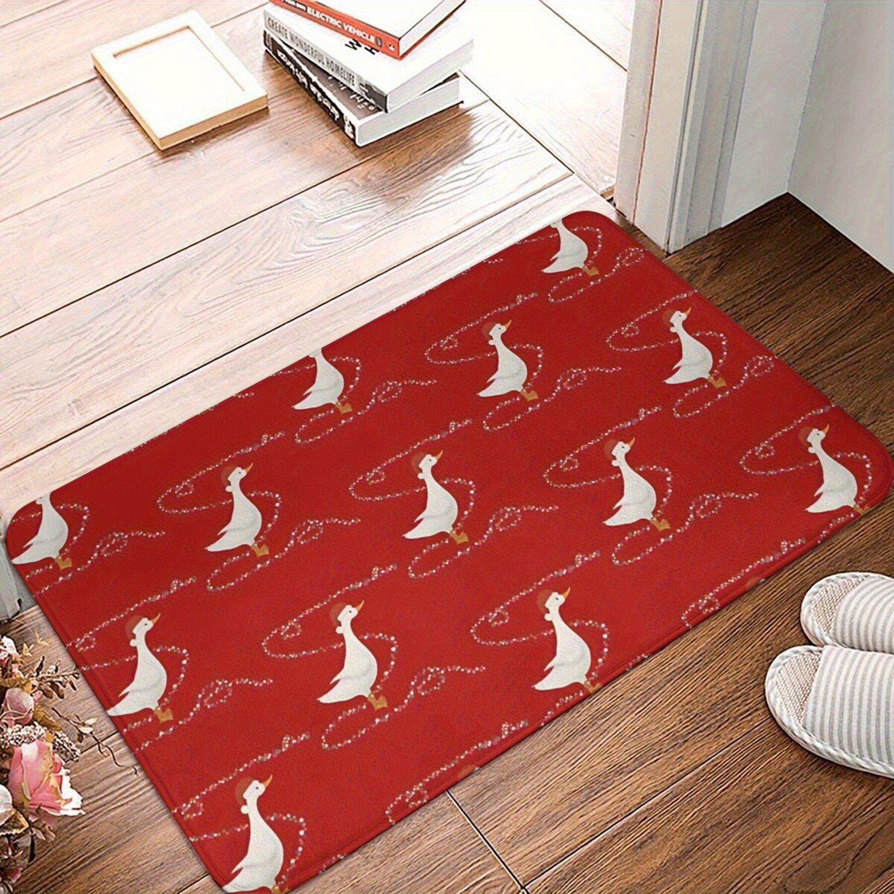 

Machine Washable Polyester Doormat with Non-Slip Backing, Rectangle Lightweight Indoor Welcome Mat with Christmas Duck Design fo 40x60cm