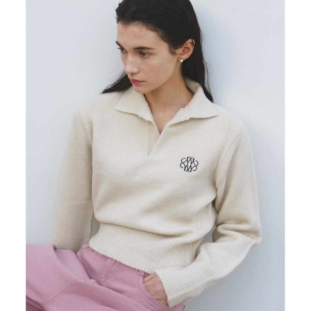 

NICKNICOLE NICOLE COZY OPEN COLLAR KNITLIGHT BEIGE