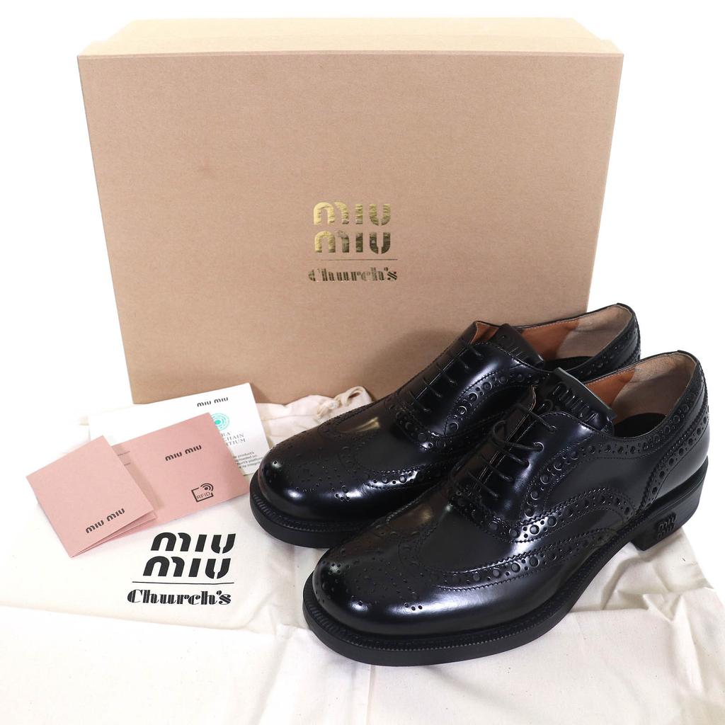 Pristine CHURCH'S Leather shoes Oxford Brogues black leather Women 38 5E038E Used