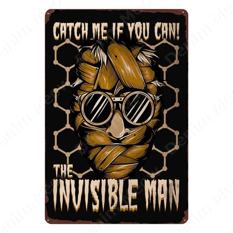 Halloween Party Vintage Metal Tin Sign Trick or Treat Home Bedroom Club Wall Decor Pumpkin Monster Poster Door Decorati