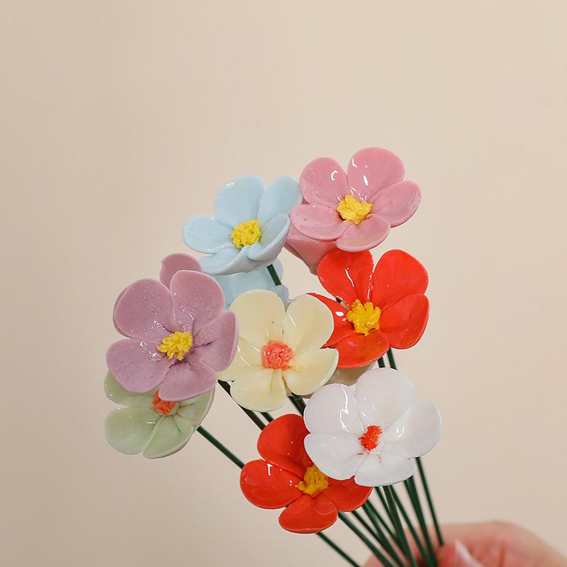 5X Artificial Flower Ceramic Handmade Fake Flower Creative Art Floral Home Decor Party Wedding Garden Decor Valentine's Day Prop