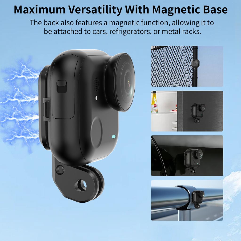 Quick Mounting Magnetic Base Aluminum Alloy Magnets Expansion Adapter with 2 Prong Adapter Fit for Insta360 GO Ultra