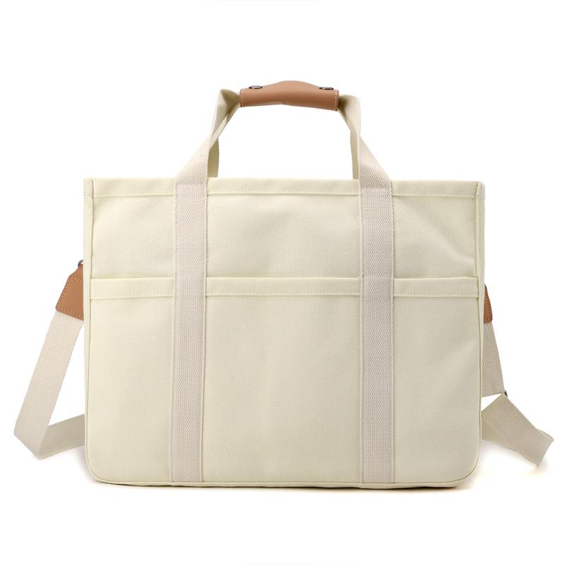 Enkel Canvas Tote Bag Dame Ensfarget Skulderveske Crossbody-veske Studentklasser Bokveske Underarmsveske