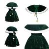 Gorgeous Women Christmas Tree Cosplay Costume Plus Size Xmas Dress Cloak Hat Party