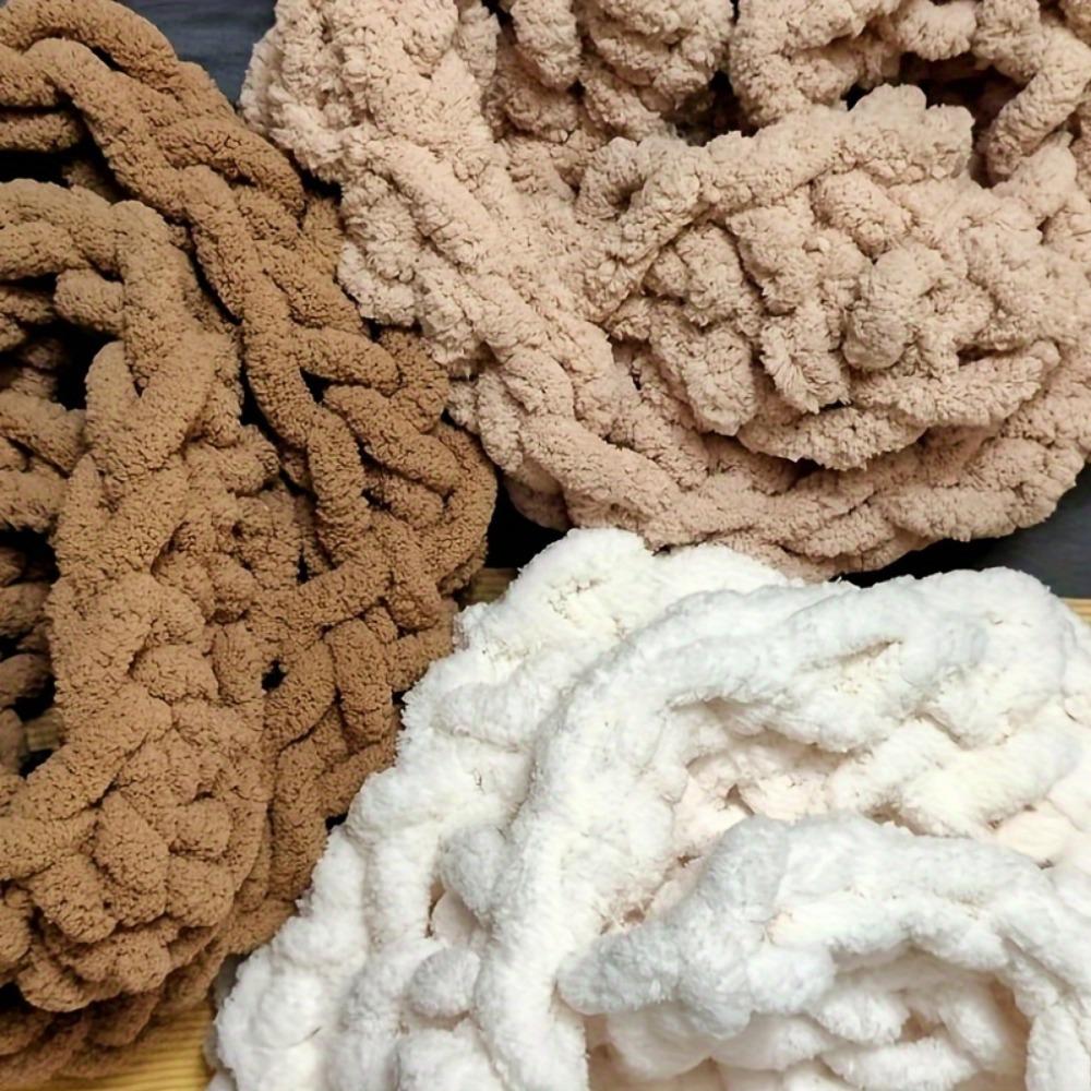 2pcs Chunky Chenille Yarn Wide Soft Arm Knitting Thick Yarn In Solid Colors for Scarves Hats Bags