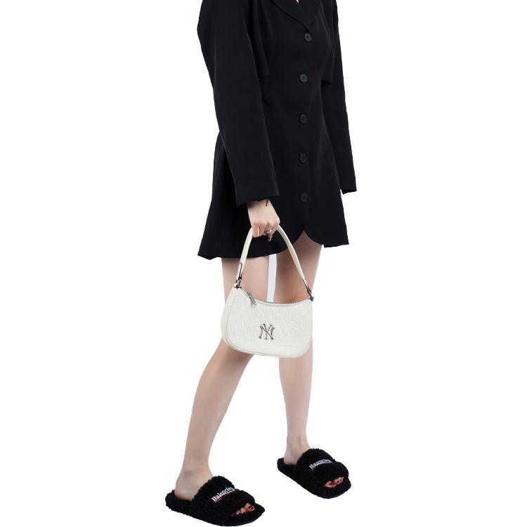 New MLB Embo Monogram New York Yankees Hobo Bag White 3ABQS022N-50CRS