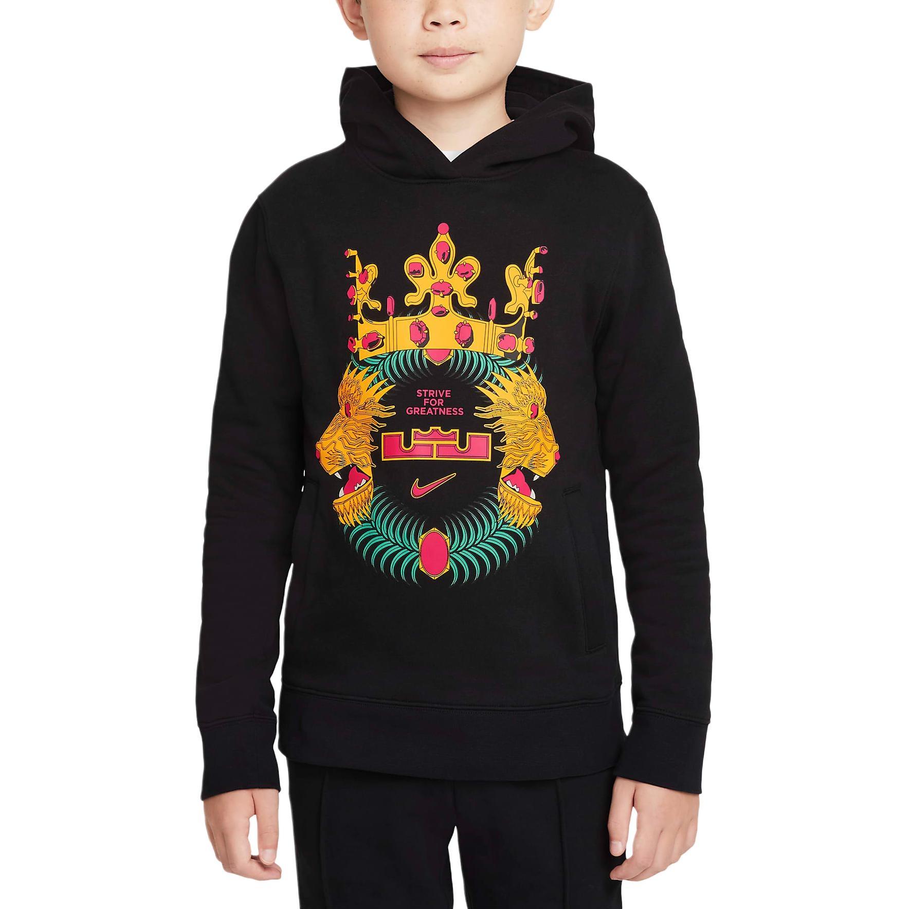 (GS) Nike B NK LBJ PO HOODIE BLACK Kids  DJ5728-010 S