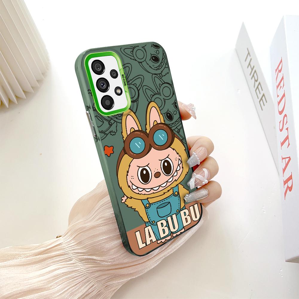 Custodia rigida antiurto anticaduta con motivo dipinto, argento colorato, bifacciale, per telefono Samsung