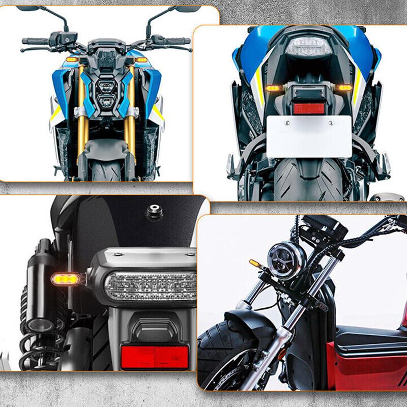 4* 3-LED Motorcycle Turn Signals Blinker Light Indicator Flowing Amber Universal
