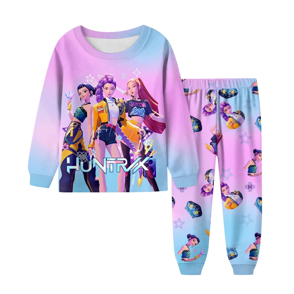 Children's Fashion Suit Skirt Round Neck Long Sleeve Top Pants