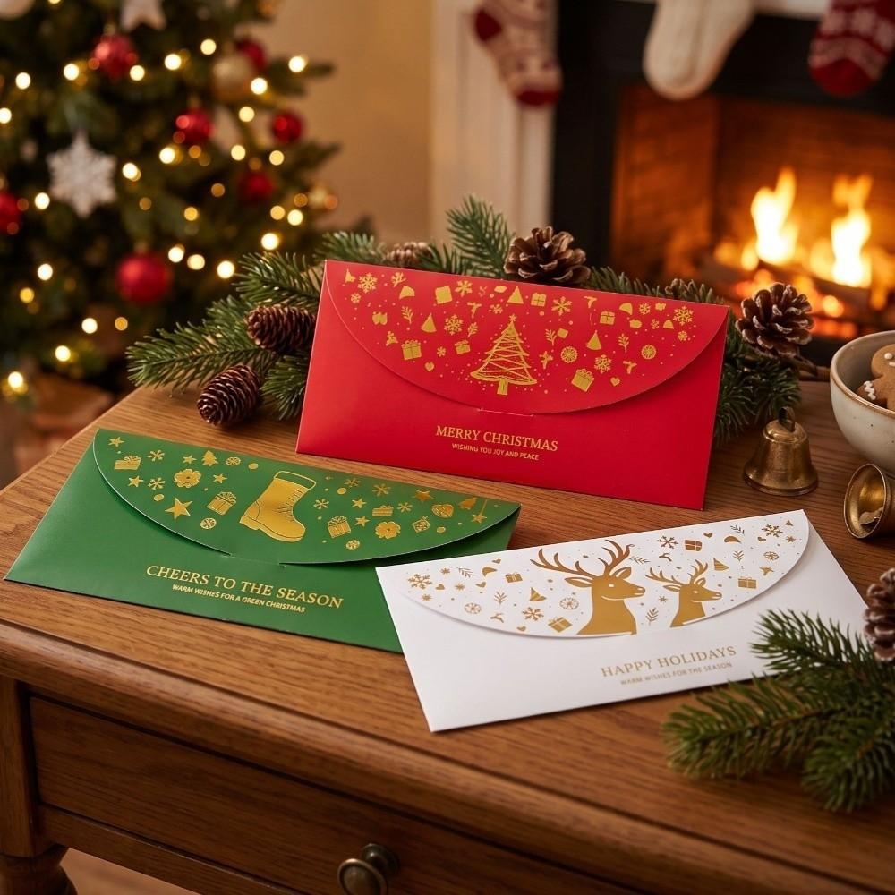 3pcs Gold Foil Cash Envelopes Xmas Tree Holiday Envelopes Christmas Gift Envelopes  New Year Party