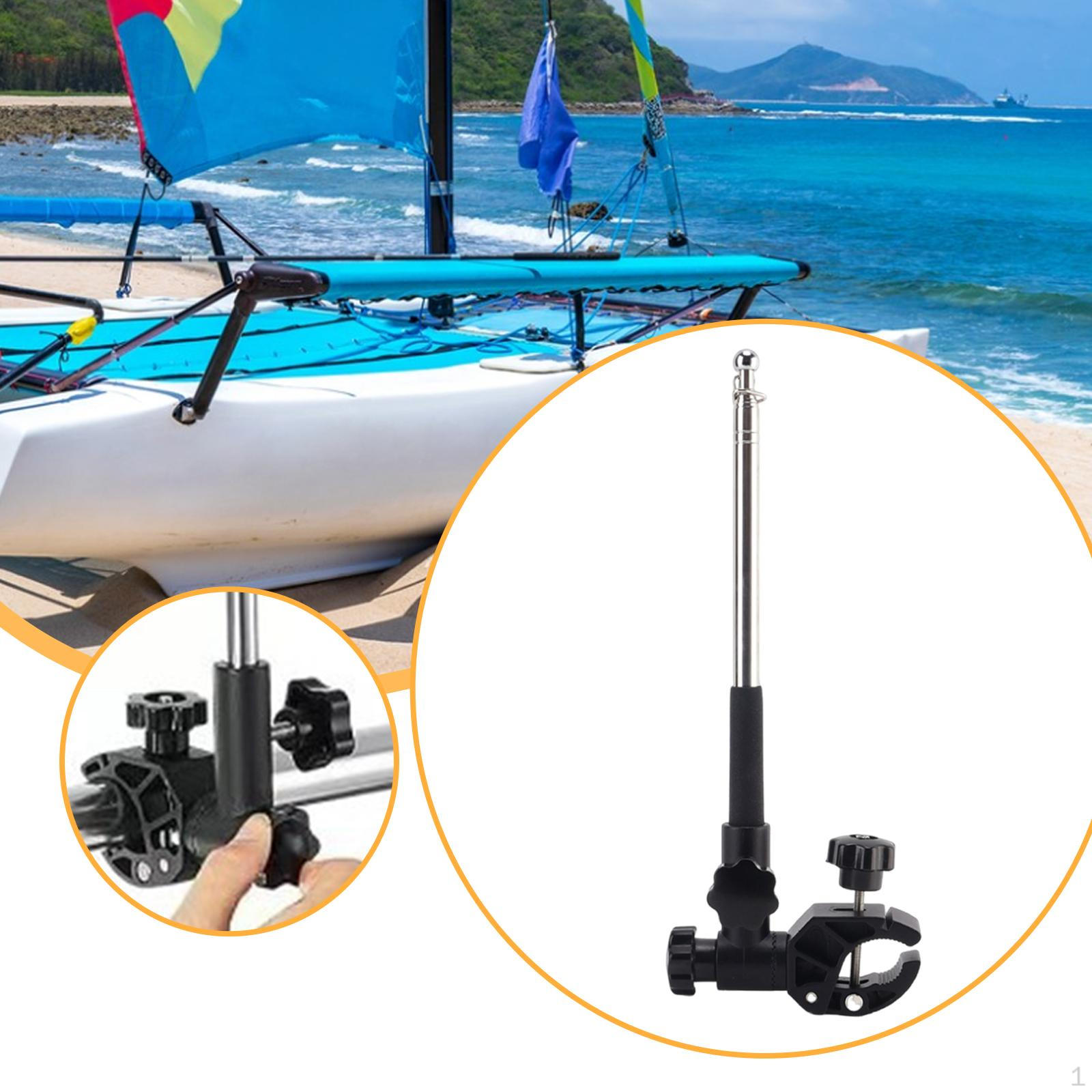 

1.2 Meter Telescopic Flag Pole Holder Kit for Boats with 360° Rotation 0.6-1.75 Rails C Clamp