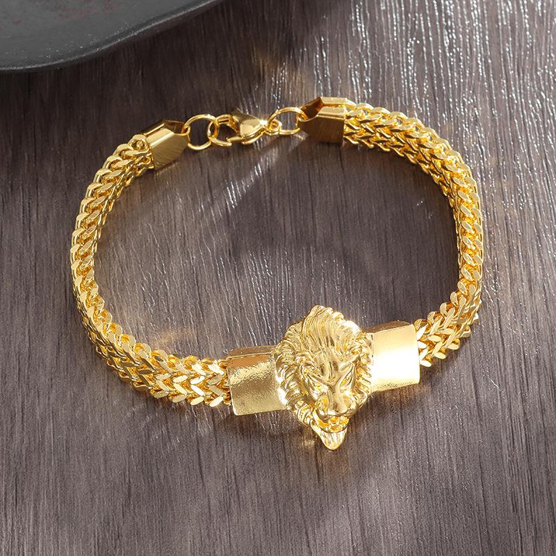 

Lion Stainless Steel Geometric Striped Bracelet European and American Couples Clothing Fittings Are Unique