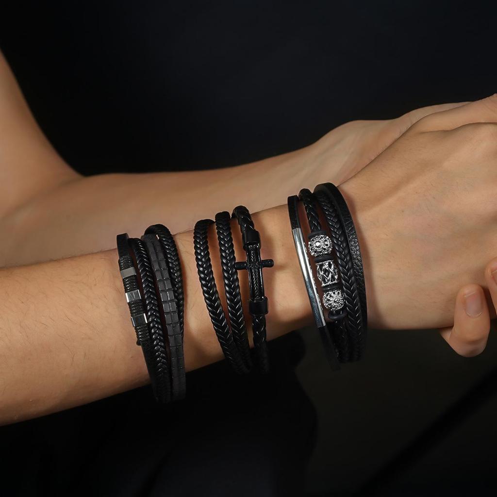Unisex Multi-layer Leather Bracelet: Hip Hop Punk Style, Light Luxury Wristband for Men and Women