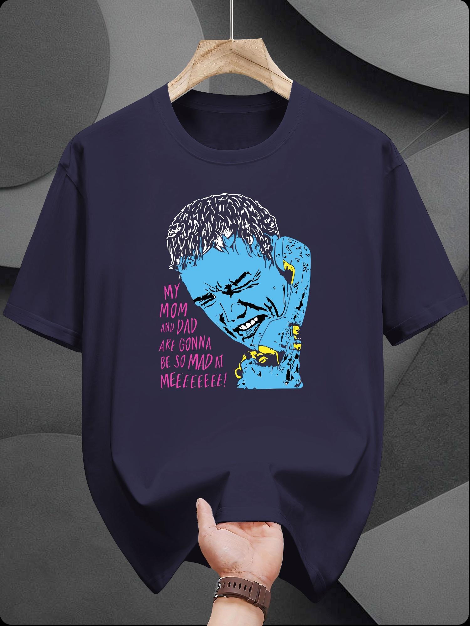 

Casual Cotton T-shirt with Bold Graphic Print - My Mom and Dad Are So Great Design M