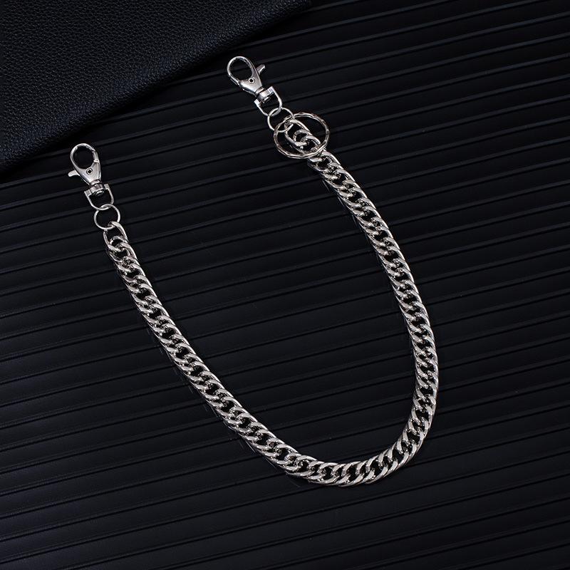 American Retro Bright Silver Metal Single Layer Jeans Chain Hip Hop Punk Style Waist Chain Men And Women Trendy Cool Personality Waist Accessories