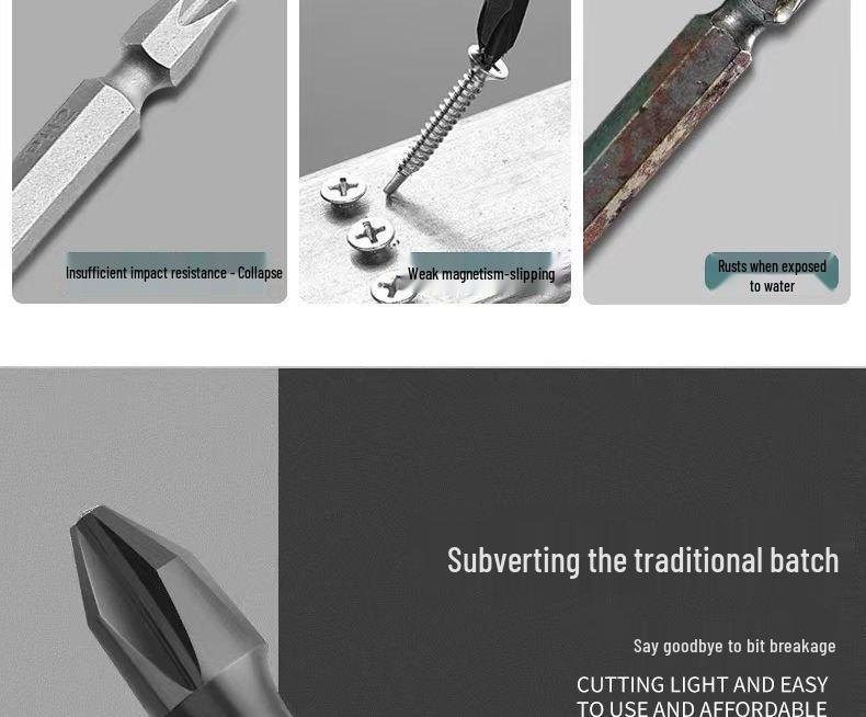 Tungsten Steel Non-Slip Magnetic Phillips Screwdriver Bits - Impact-Resistant and Super Hard for Electric Drills