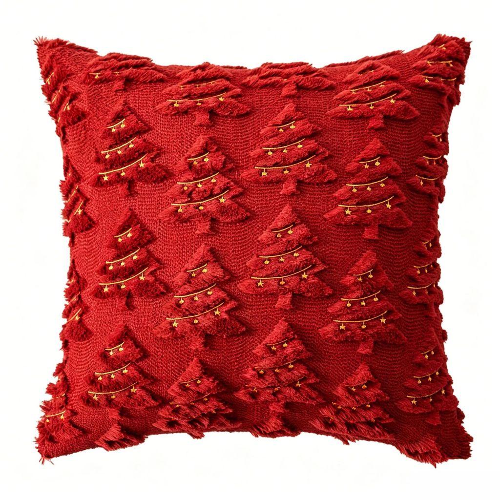 Christmas Plush Pillow Cover With Geometric Snowflake Design For Home Decor And Gift